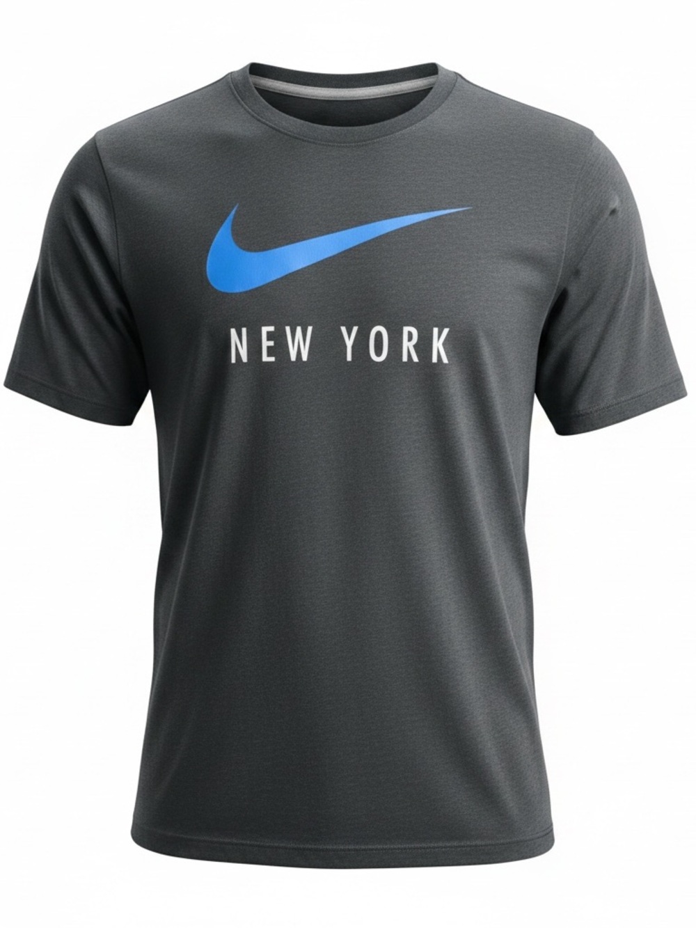 Nike Men's Dark Gray 'New York' Short-Sleeve Tee with Blue Swoosh